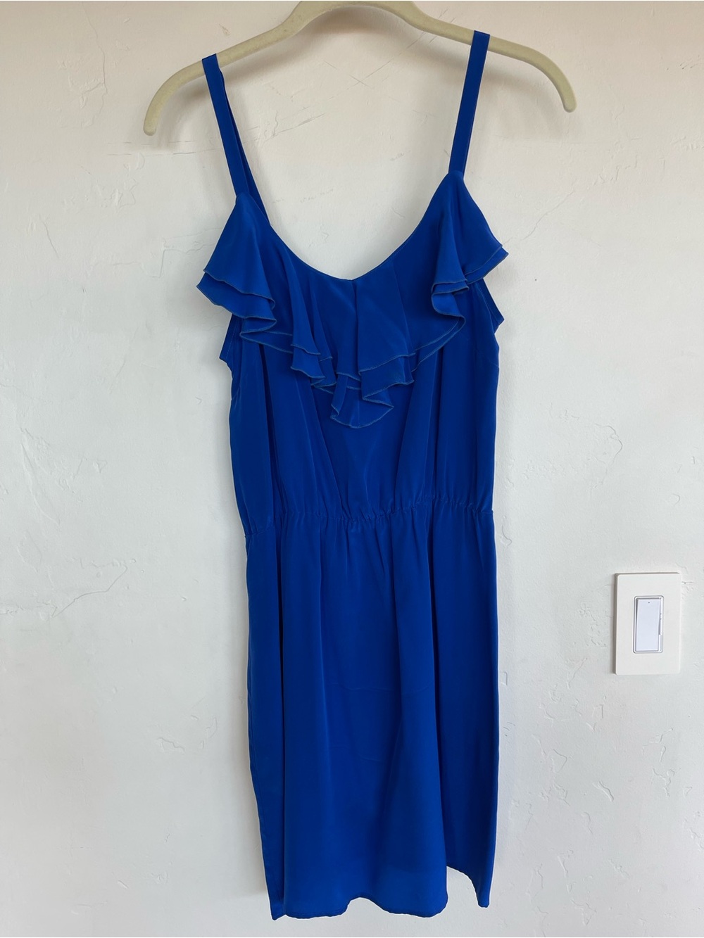 Amanda Uprichard Cobalt Ruffle-Trim Mini Dress